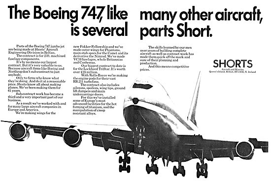 Shorts Aerospace Sub Contract Work 1970                          