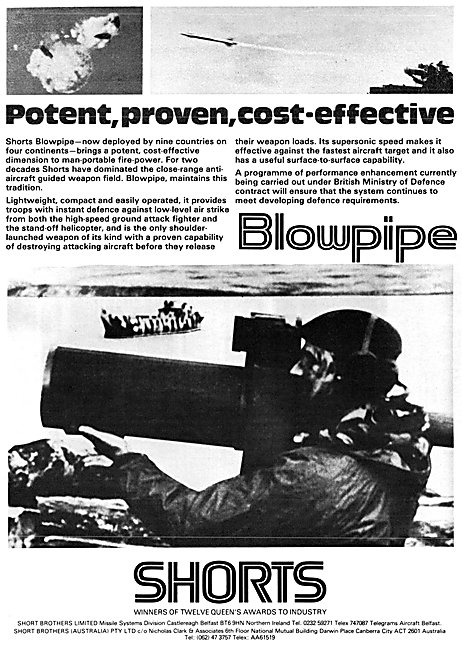 Shorts Blowpipe Anti-Aircraft Missile 1982                       