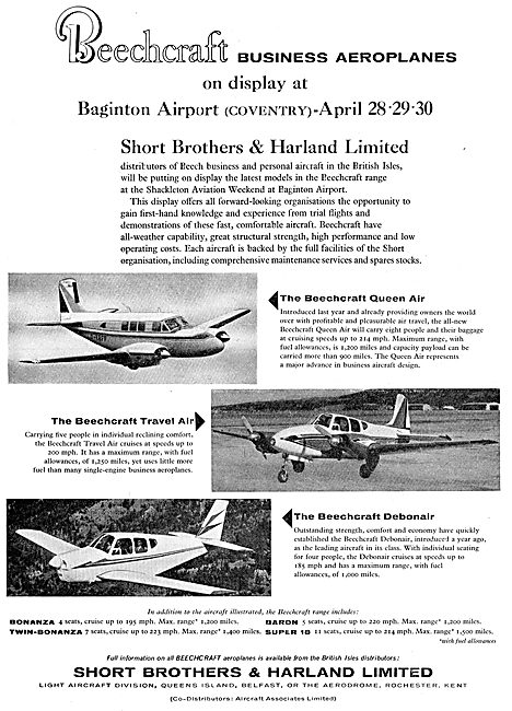 Short Brothers & Harland: Distributors For Beechacraft Aeroplanes