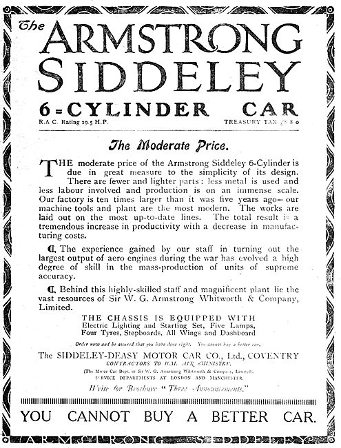 Armstrong Siddeley Motor Cars 1919                               