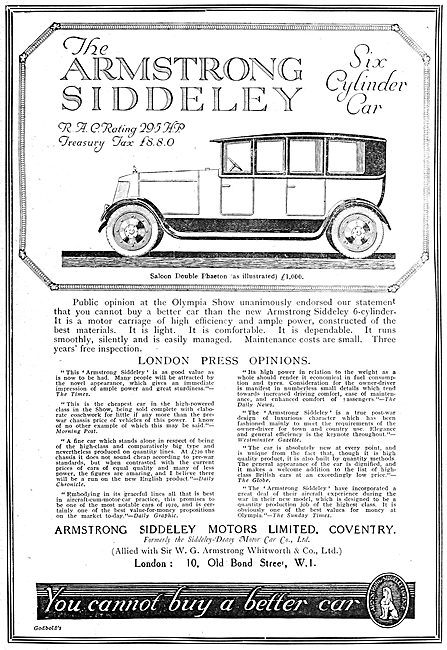 Armstrong Siddeley Motor Cars 1919                               