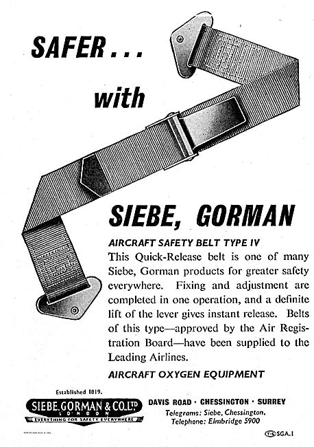 Siebe Gorman Aircraft Passenger Safety Belt Type IV              