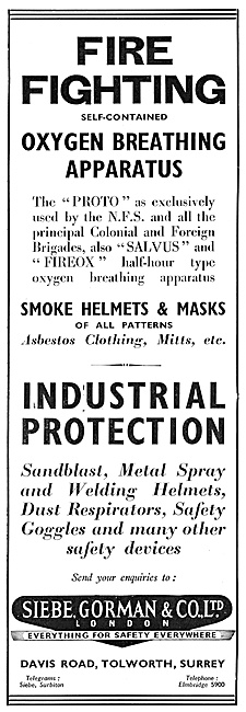 Siebe Gorman Fire Fighting Oxygen Breathing Apparatus 1947       