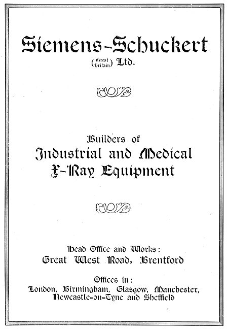 Siemens-Schuckert (Great Britain) Industrial X-Ray Equipment 1942