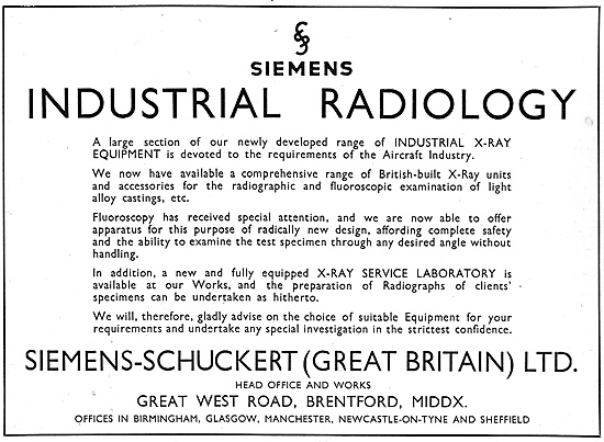 Siemens-Schuckert (Great Britain) Industrial Radiology           