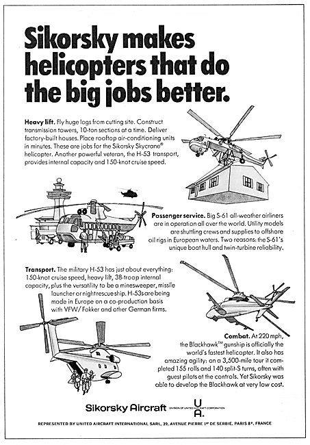 Sikorsky Helicopter Model Range 1972                             