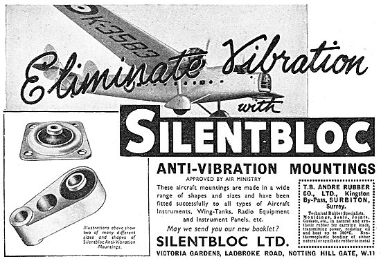 Silentbloc Anti Vibration Mountings For Aircraft 1939            