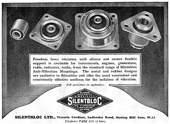 Silentbloc Anti Vibration Mountings For Aircraft 1943            