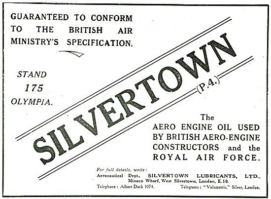 Silvertown Air Ministry Approved Aero Engine Oils                