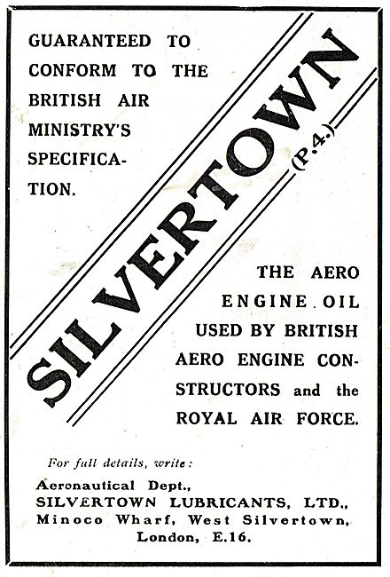 Silvertown Aero Engine Oil Is Used By The Royal Air Force        