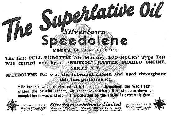 Silvertown Speedolene  Aero Engine Mineral Oil                   