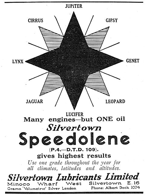 All These Aero Engines Use Silvertown Speedolene  Aero Engine Oil