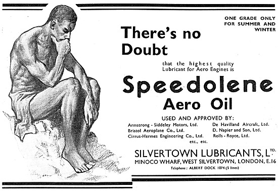 Silvertown Speedolene Aero Engine Oil                            