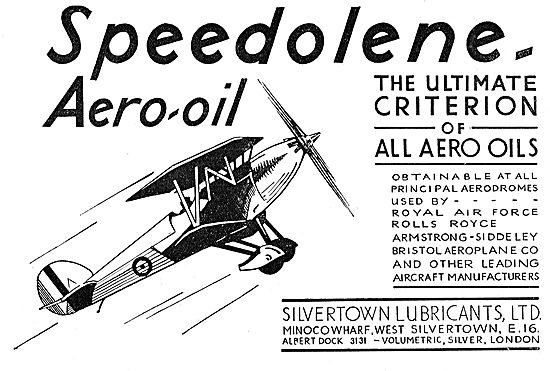 Silvertown Speedolene Aero Engine Oil                            
