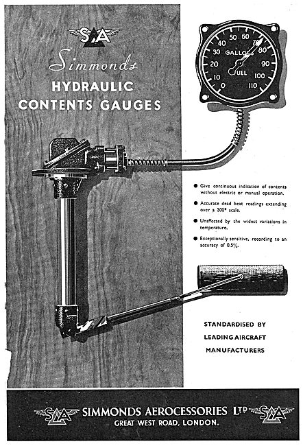 Simmonds Aerocessories : Hydraulic Contents Gauges               