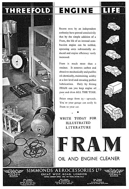 Simmonds Aerocessories : FRAM Filters                            