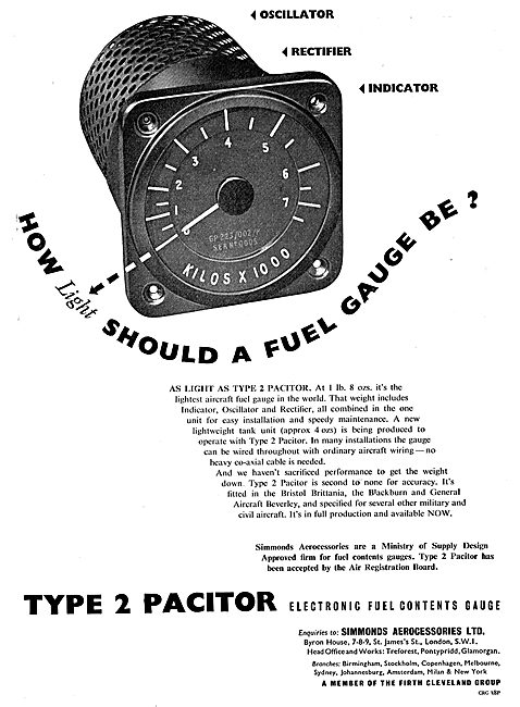 Simmonds Aerocessories Pacitor Electronic Fuel Contents Gauge    