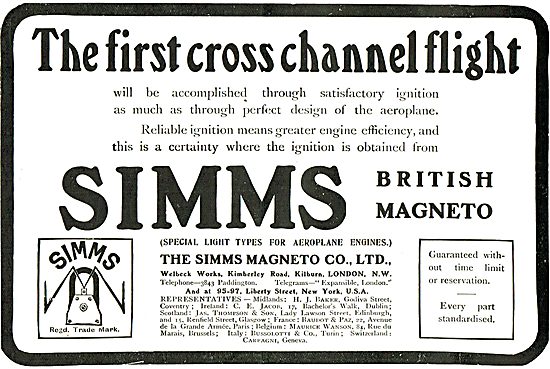 Simms Magneto's For Aeroplane Engines                            