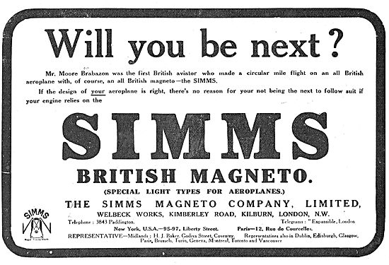 Moore-Brabazon Wins Daily Mail Prize  Using Simms Magnetos       