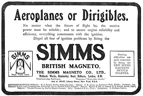 Simms Magnetos For Aeroplanes & Dirigibles                       