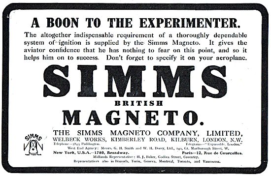 Simms Magneto's Are A Boon To The Aeroplane Experimenter         