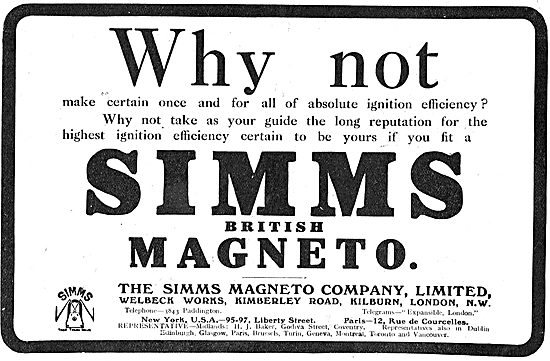 Absolute Ignition Efficiency With Simms Aeroplane Magnetos.      