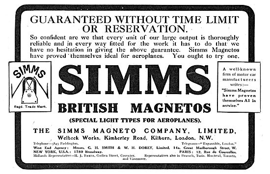 Simms Aeroplane Magnetos Are Guaranteed.                         