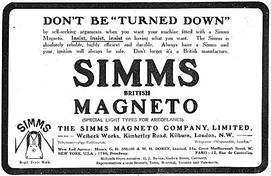 Insist On Simms Magnetos For Your Aeroplane                      