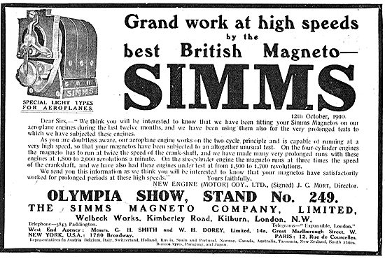 For Grand Work At High Speeds Choose Simms Magnetos              