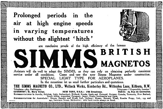 Simms British Magnetos For Aviators                              