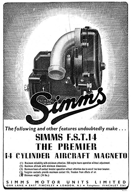 Simms F.S.T.14 Aer-Engine Magneto 1943                           