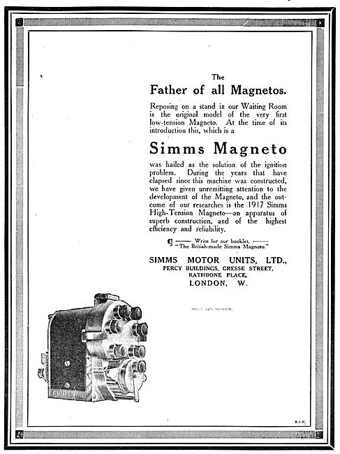 Simms Magnetos WW1                                               