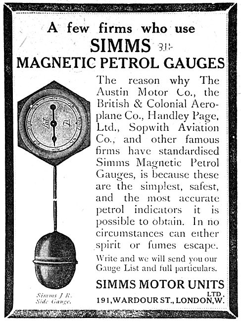 Simms Magnetic Petrol Gauges                                     