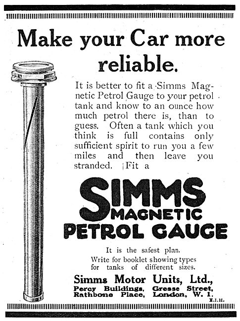 Simms Motor Units Simms Magnetic Petrol Gauge                    