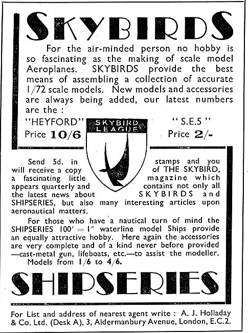 Skybirds Models For The Air Minded Person                        