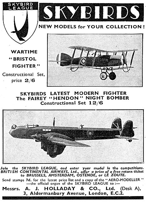 Skybirds Model Aircraft - Fairey Hendon - Bristol Fighter        