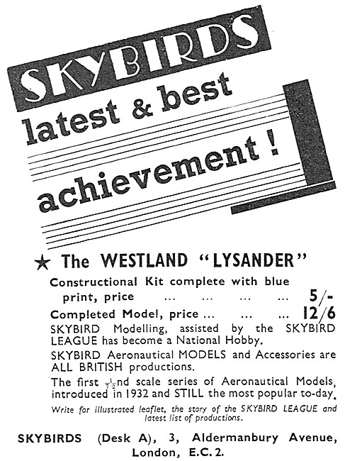 Skybirds Model Aircraft - Skybird Lysander                       