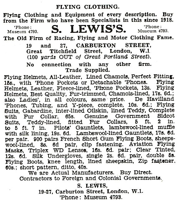 S.Lewis's Flying Clothing                                        