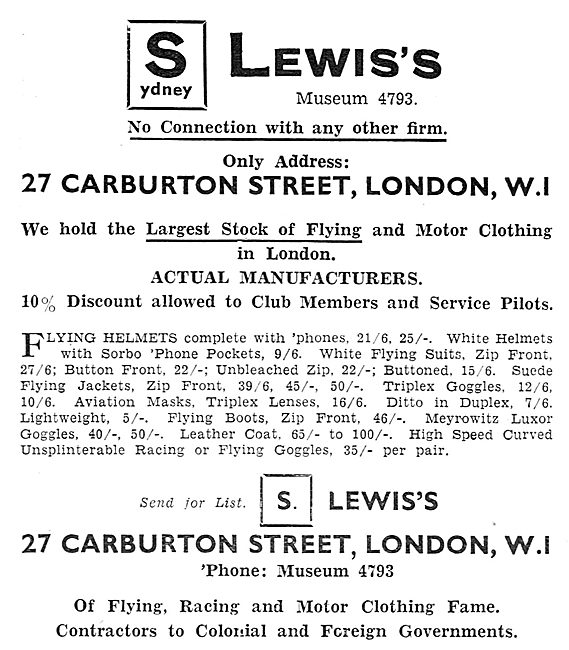 S.Lewis's Flying Helmets                                         