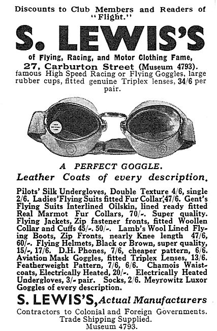 S.Lewis's Flying Clothing - Perfect Goggles & Leather Coats      