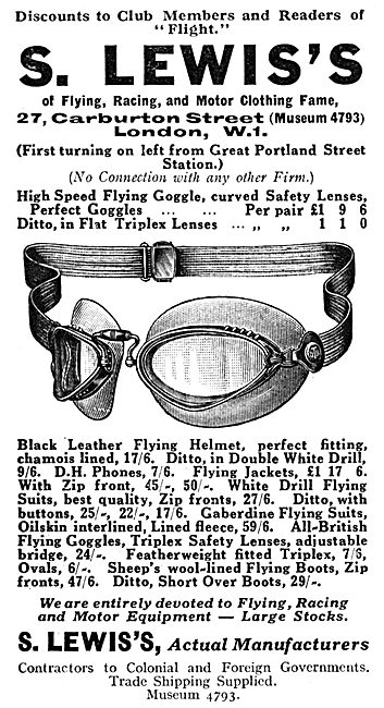 S.Lewis's Flying Clothing -  Airmans Goggles                     