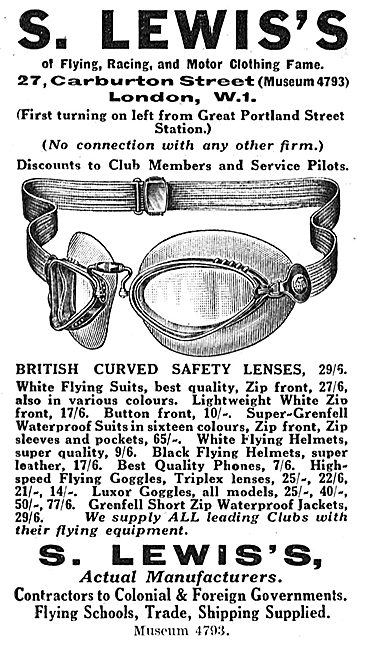 S.Lewis's Flying Clothing: Flying Goggles                        