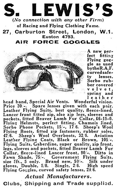 S.Lewis's Flying Clothing - Airmans Goggles                      