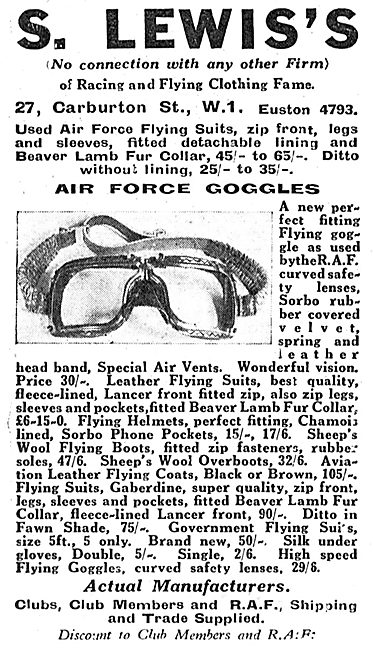 S.Lewis's Flying Clothing - Air Force Flying Goggles             