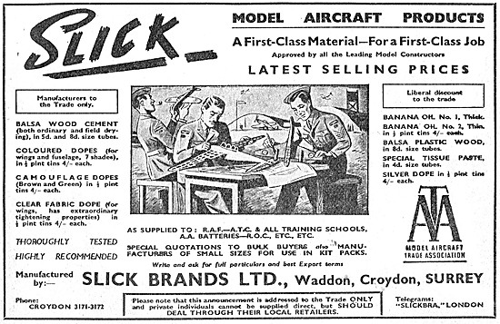 Slick Brands Model Aircraft Products - Dopes & Cements           