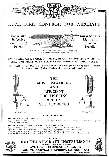 Smiths Dual Fire Control For Aircraft - Puss Moth Featherspray   