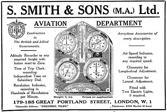 Smiths Aircraft Instruments 1917 Advertisement                   
