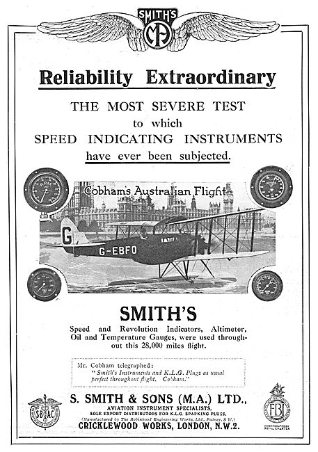 Smiths Speed Indicating Instruments Used On Cobham Record Flight 