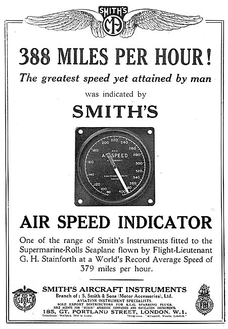 Smiths Airspeed Indicator - Stainforth Speed Record              