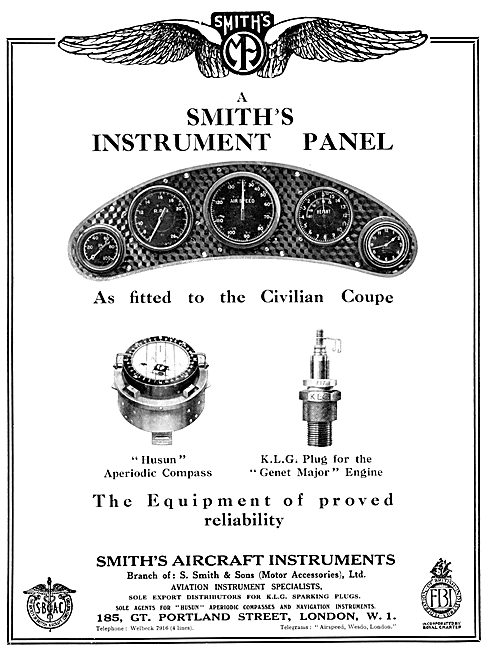 Smiths Aircraft Instruments Civilian Coupe 1931                  